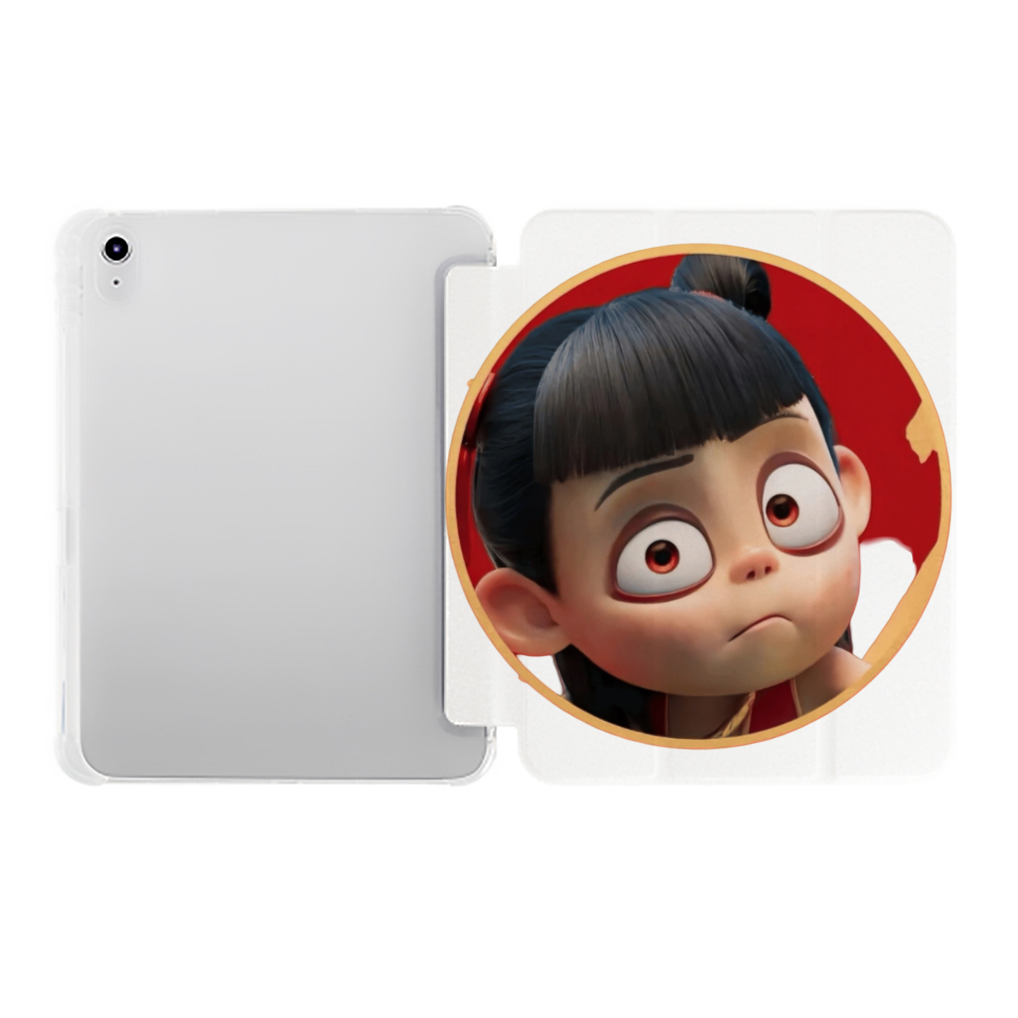 （画像用） Ne Zha 2 ナタ 魔童の大暴れ IPad ケース ペン収納付き 三つ折りスタンド PUレザー×シリコン 対応機種9.5/10.5/10.9インチ